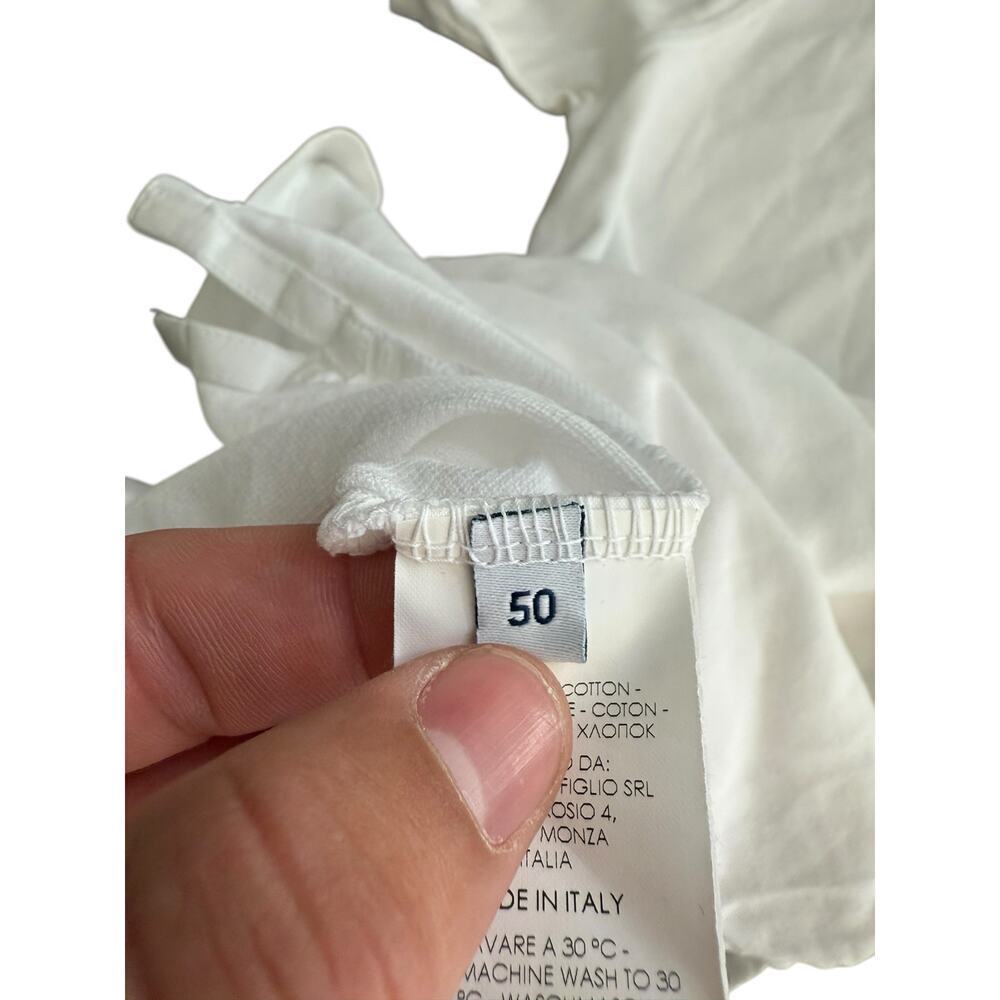 Fedeli Men's White Short Sleeves Button Up Dusty Terry Polo Shirt Size 50 - Picture 4 of 6